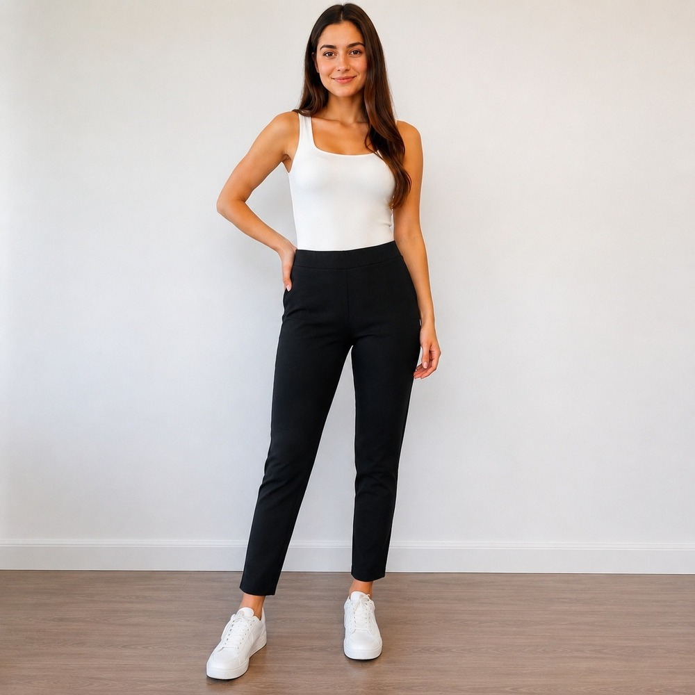 J. Jill Black Slim Leg Pull On Ankle Pants Size 2 Cotton Blend Stretch Workwear